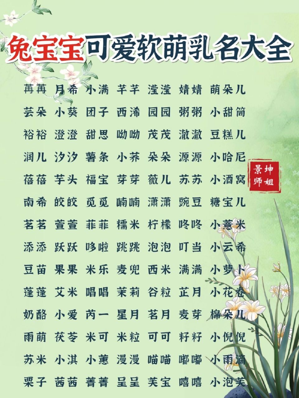 科普展现:婴儿乳名大全（宝宝乳名小名大全）