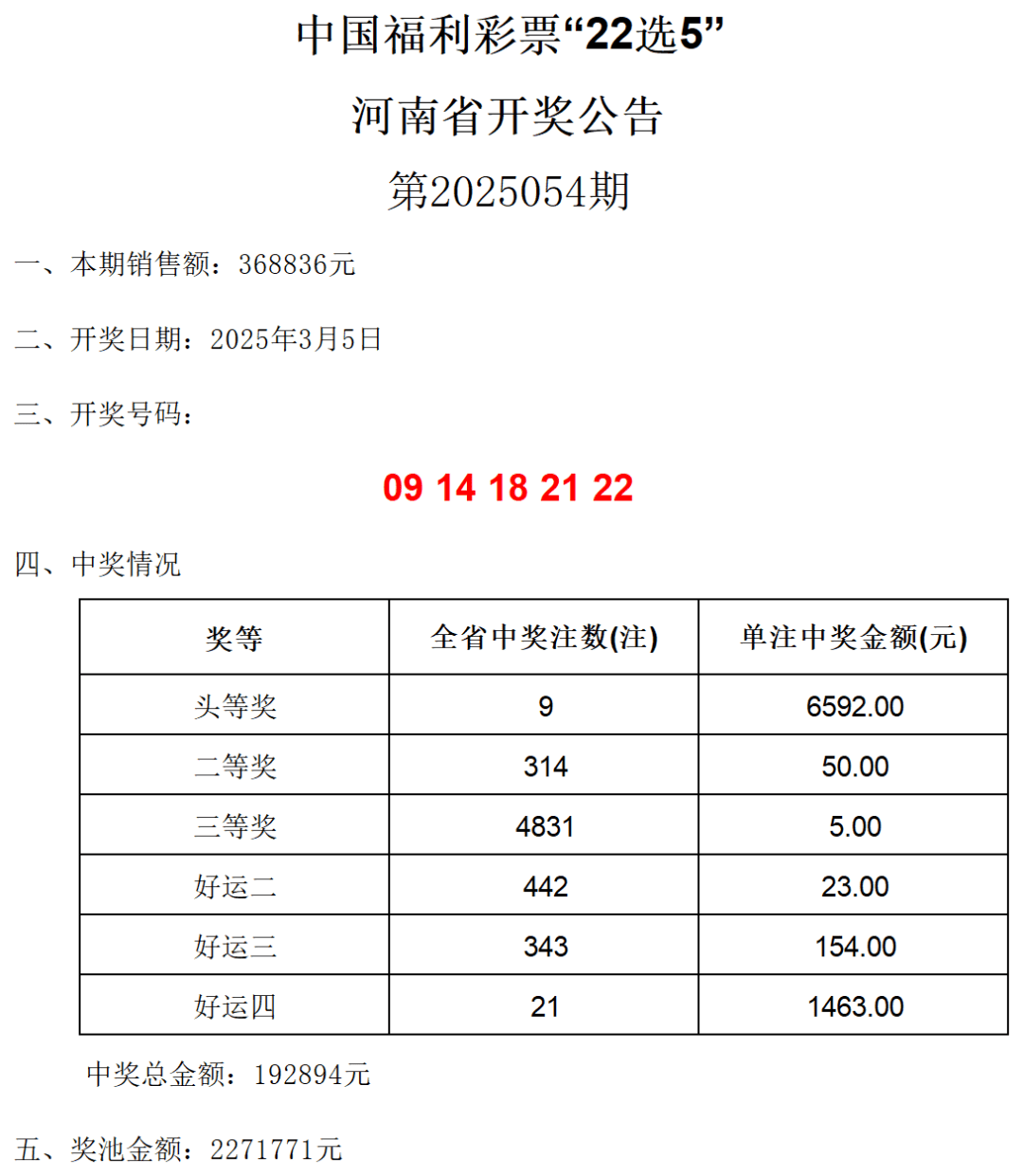 每日最新开奖公告