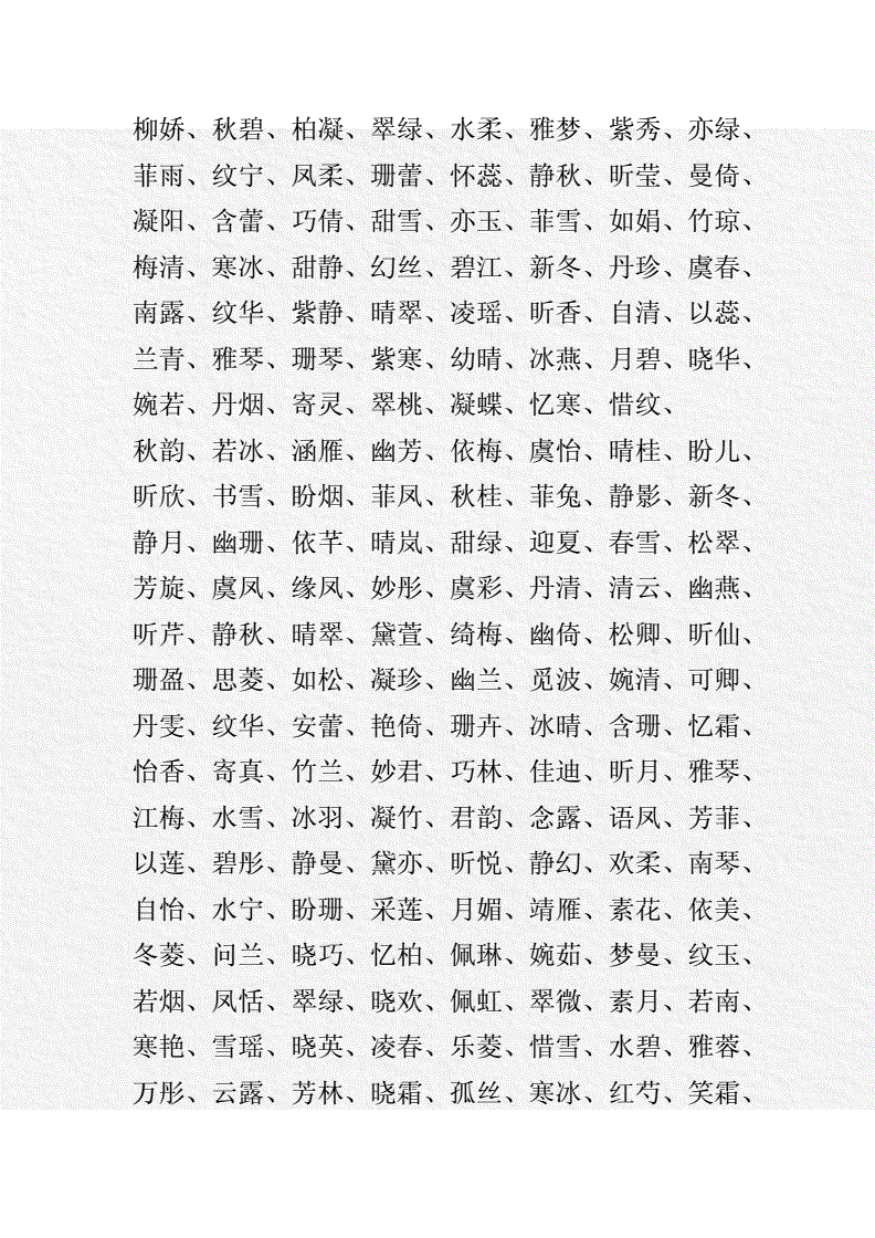 科普展现:女孩单字名（女孩单字名字）